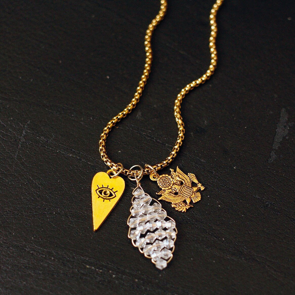 14K Gold Filled Planchette & Eagle Pendant Necklace | Old Money Style - Doraflora