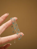 925 Sterling Silver Mesh Bracelet with Natural Aquamarine Stones | Handcrafted Woven Design - Doraflora