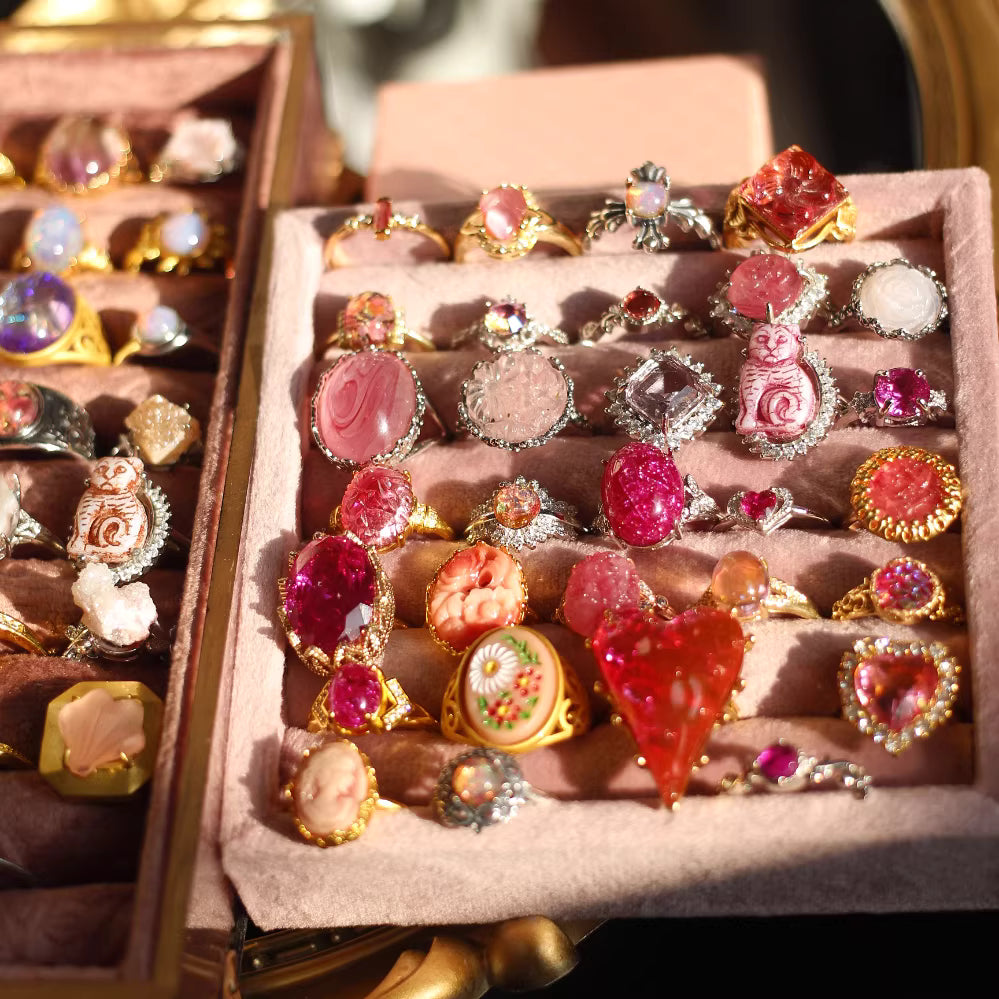 Pink Daisy Rhinestone Ring| Vintage Jewelry Online Fine Jewelry