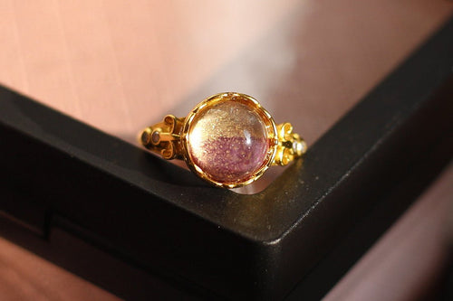 Amethyst Gradient Gold Ring – Calm Anxiety & Attract Good Luck - Doraflora