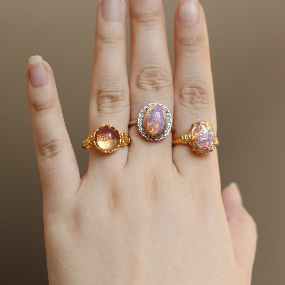 Amethyst Gradient Gold Ring – Calm Anxiety & Attract Good Luck - Doraflora