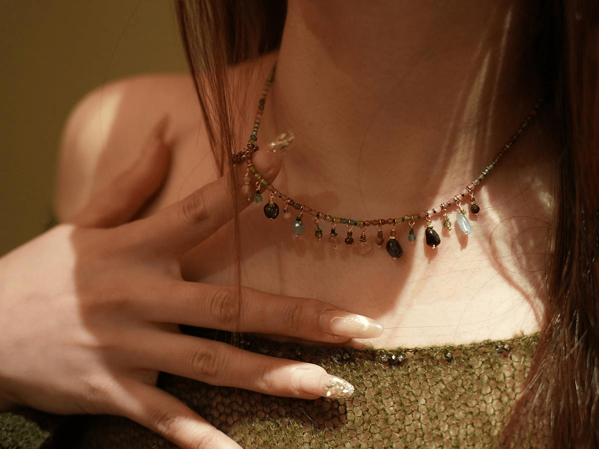 Artisan Handcrafted Multi - Color Crystal & Titanium Steel Stackable Bracelet - Doraflora