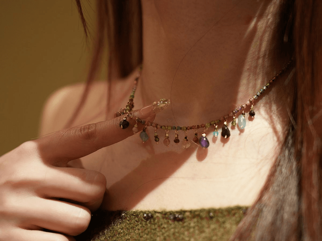 Artisan Handcrafted Multi - Color Crystal & Titanium Steel Stackable Bracelet - Doraflora