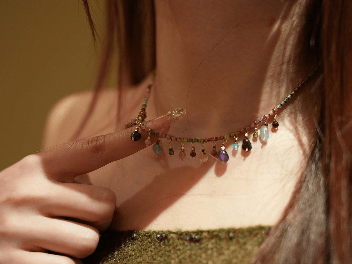 Artisan Handcrafted Multi - Color Crystal & Titanium Steel Stackable Bracelet - Doraflora