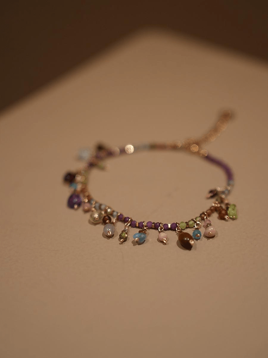 Artisan Handcrafted Multi - Color Crystal & Titanium Steel Stackable Bracelet - Doraflora