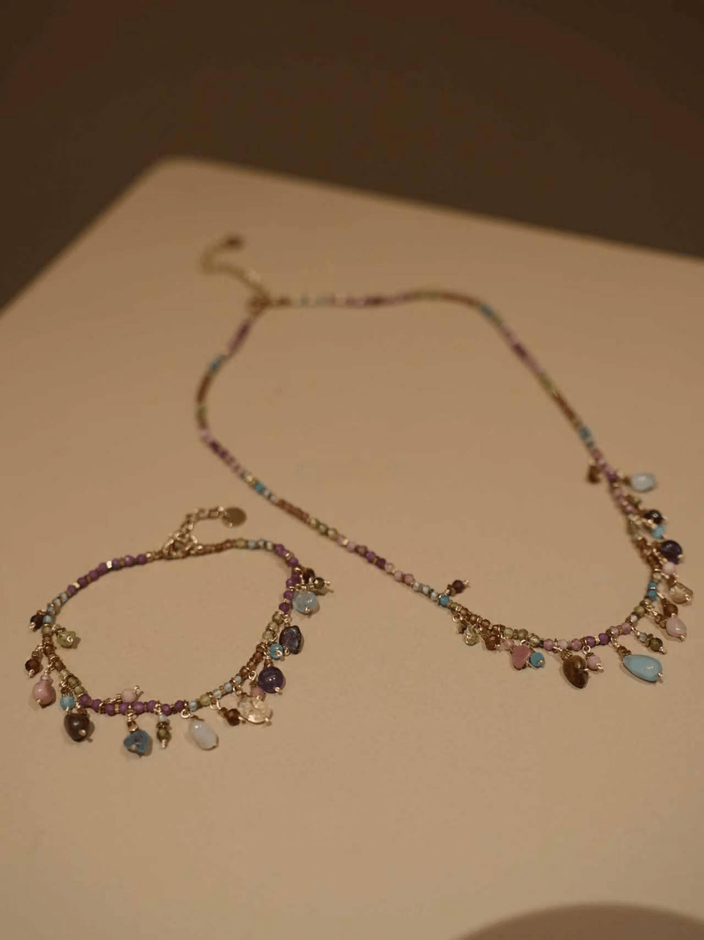 Artisan Handcrafted Multi - Color Crystal & Titanium Steel Stackable Bracelet - Doraflora