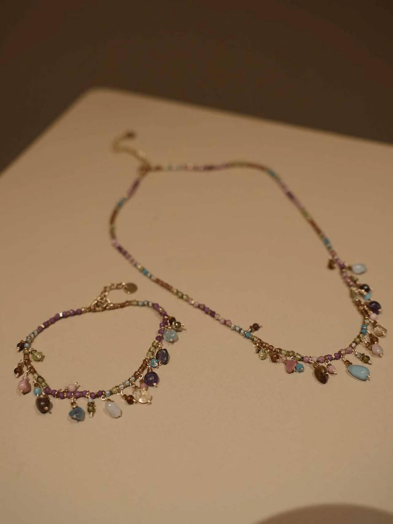 Artisan Handcrafted Multi - Color Crystal & Titanium Steel Stackable Bracelet - Doraflora