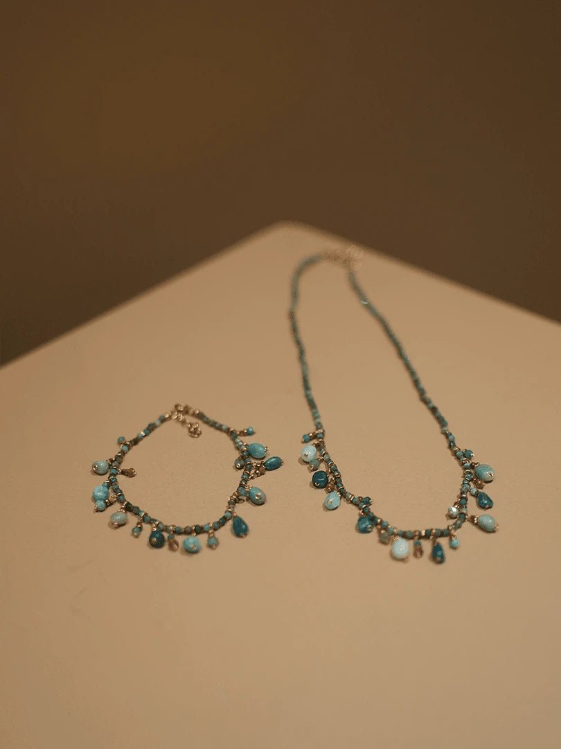 Bohemian Turquoise Beaded Tassel Bracelet - Waterproof Titanium Steel Chain - Doraflora