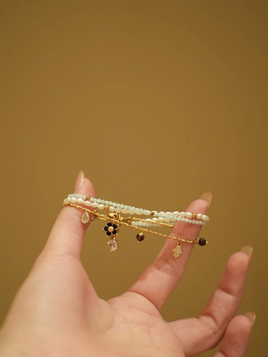 Dainty Layered Freshwater Pearl Bracelet - Hypoallergenic Stainless Steel Stackable Jewelry - Doraflora