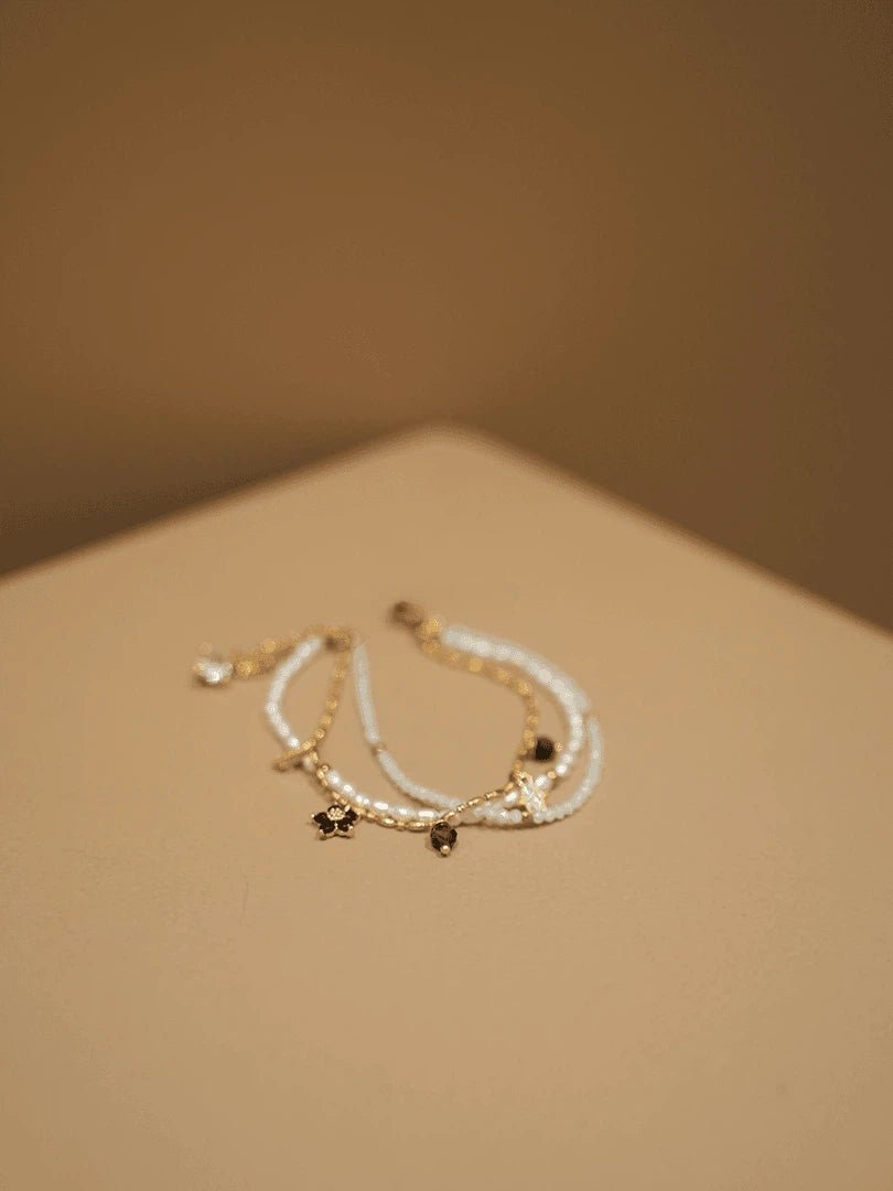 Dainty Layered Freshwater Pearl Bracelet - Hypoallergenic Stainless Steel Stackable Jewelry - Doraflora
