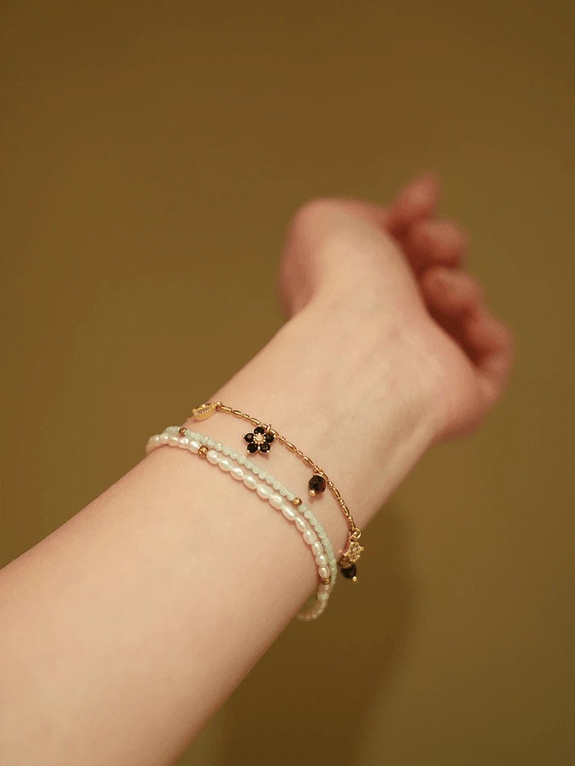 Dainty Layered Freshwater Pearl Bracelet - Hypoallergenic Stainless Steel Stackable Jewelry - Doraflora