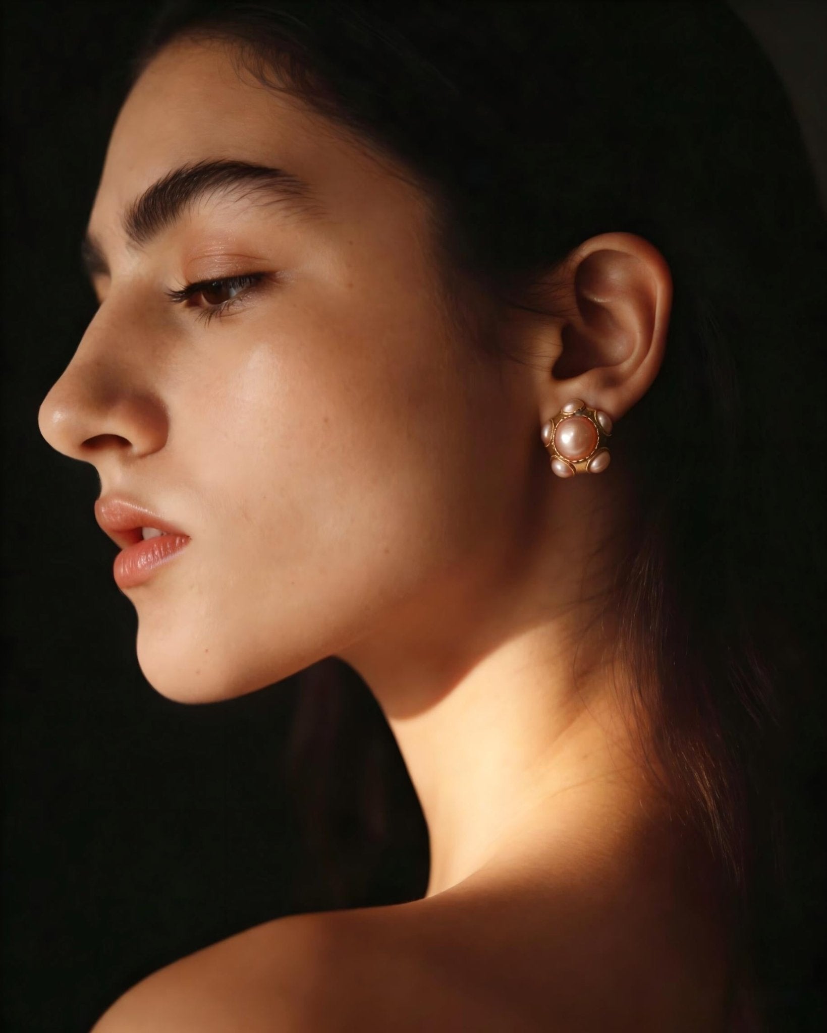 French Retro Pink Pearl Studs | Handcrafted Gold Setting | Heirloom Earrings - Doraflora
