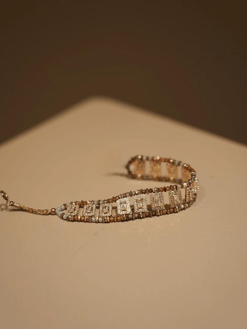 Luxury Gold CZ Tennis Bracelet - Handmade Baguette Crystal Adjustable Bracelet for Women - Doraflora
