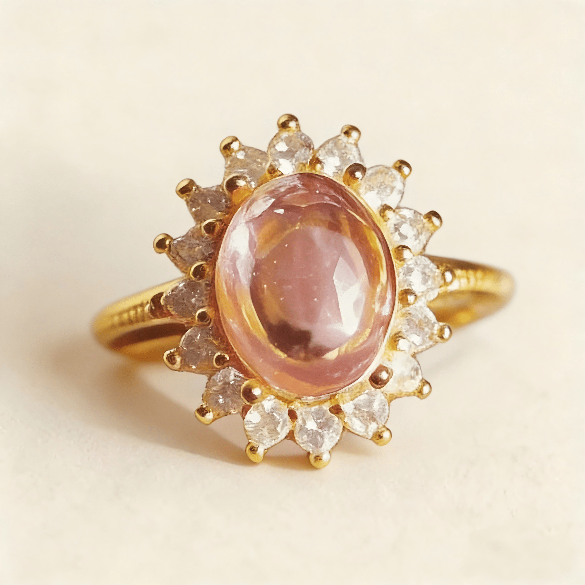 Pink Daisy Rhinestone Ring| Vintage Jewelry Online Fine Jewelry