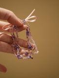 S925 Lavender Amethyst Multi - Strand Beaded Bracelet | Handmade Crystal & Pearl Stacking Bracelet - Doraflora