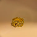 Vintage 18K Gold Plated Ruby Lace Ring | Royal Filigree Crown Band, Boho Chic Statement Jewelry for Women - Doraflora