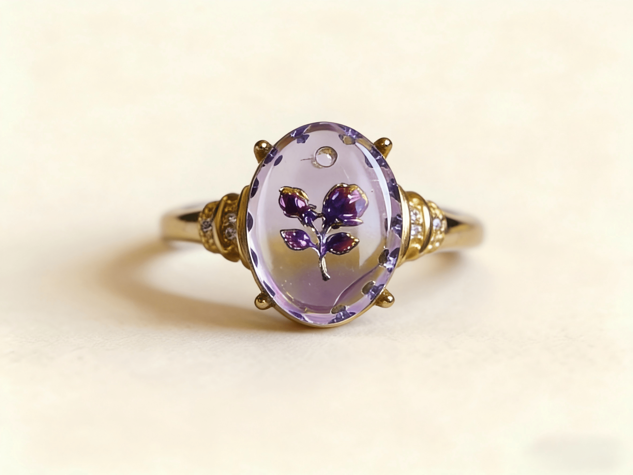 Vintage Crystal Rose Ring | 14K Gold Filled | Old Money Aesthetic Jewelry - Doraflora