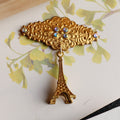 Vintage Eiffel Tower Filigree Brooch | Aurora Crystal Parisian Jewelry - Doraflora