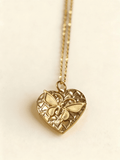 Vintage Gold Heart Butterfly Locket Necklace | Dainty Photo Keepsake Jewelry - Doraflora