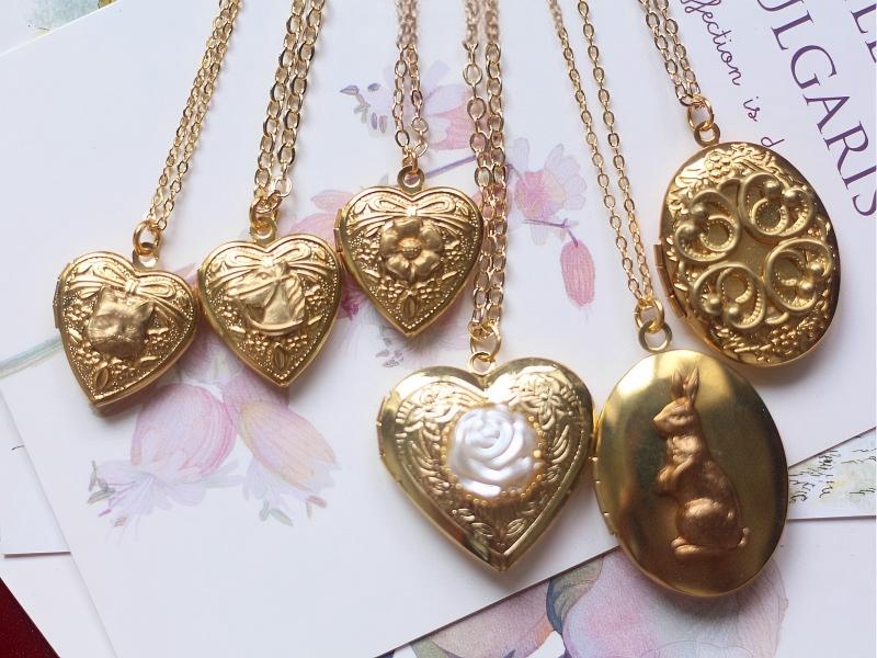Vintage Gold Rabbit Locket Necklace | Whimsical Photo Keepsake - Doraflora
