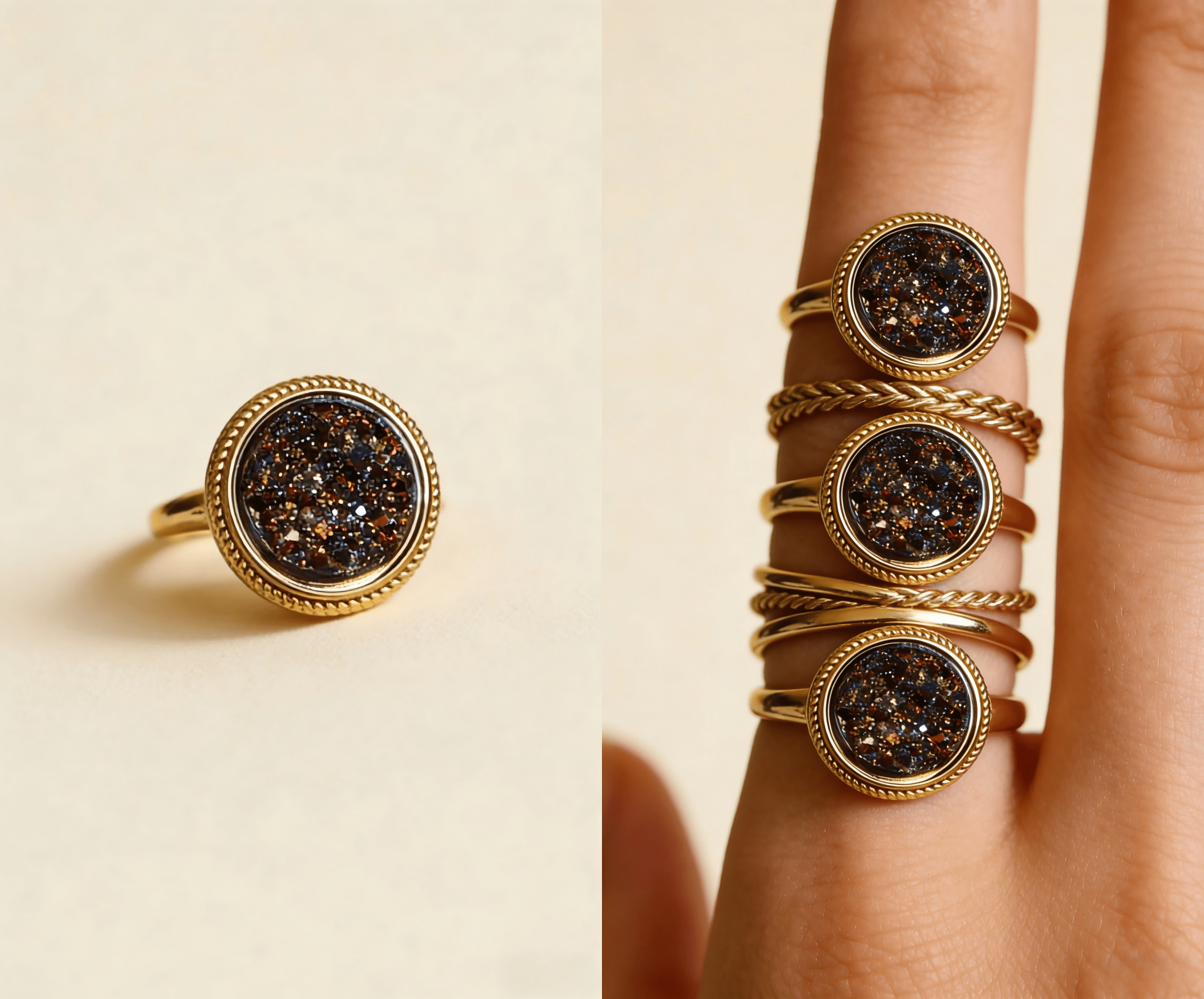 Vintage Multicolor Druzy Ring - Doraflora