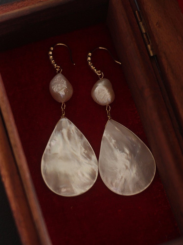 Vintage Natural Moonstone & Agate Earrings | Luxury Mid - Century Style | Celebrity Inspired - Doraflora