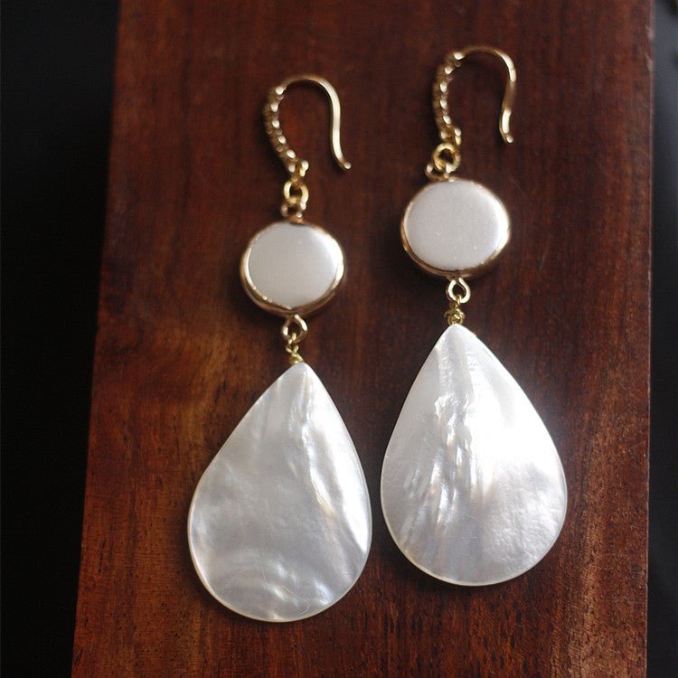 Vintage Natural Moonstone & Agate Earrings | Luxury Mid - Century Style | Celebrity Inspired - Doraflora