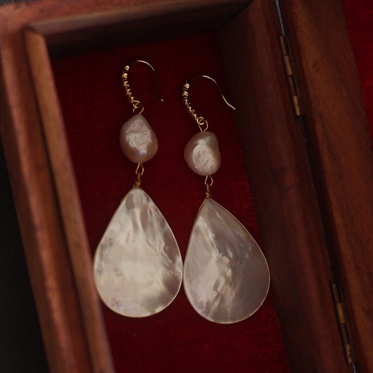 Vintage Natural Moonstone & Agate Earrings | Luxury Mid - Century Style | Celebrity Inspired - Doraflora