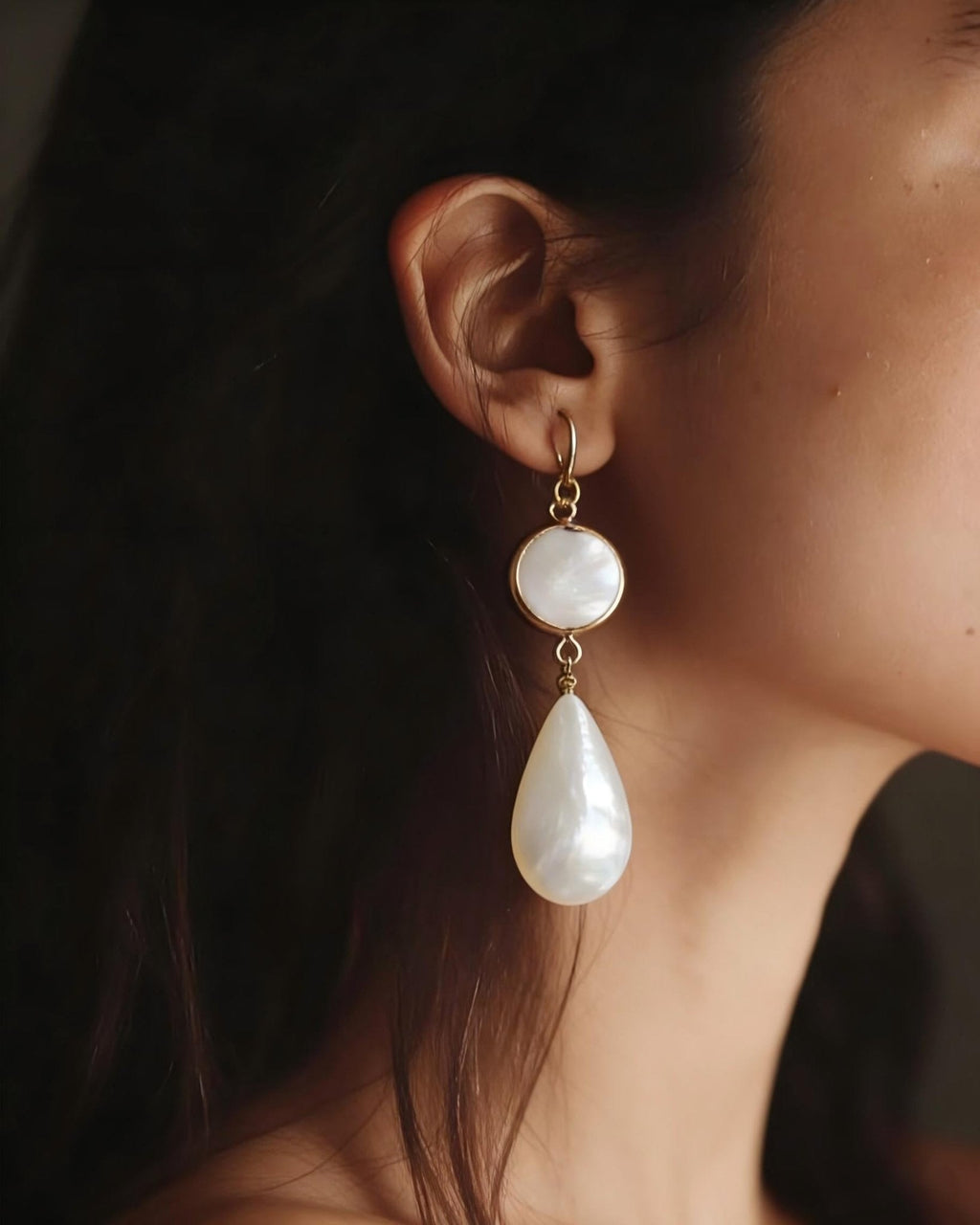 Vintage Natural Moonstone & Agate Earrings | Luxury Mid - Century Style | Celebrity Inspired - Doraflora