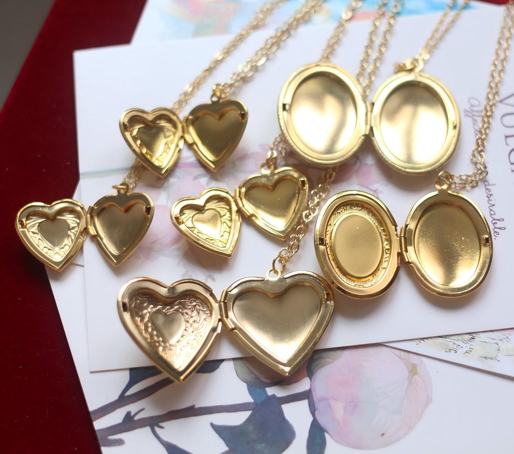 Vintage Oval Gold Locket Necklace with Ornate Scrollwork | Antique Photo Keepsake Jewelry - Doraflora