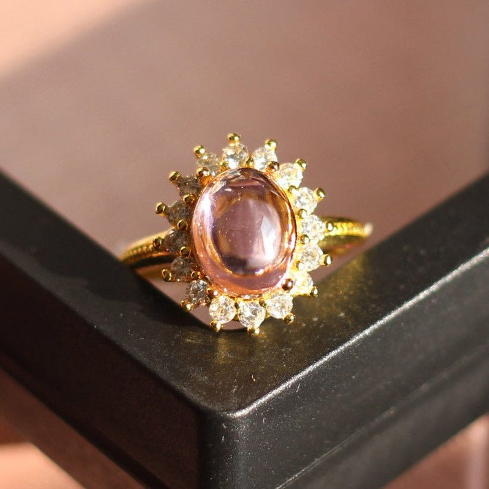 Pink Daisy Rhinestone Ring| Vintage Jewelry Online Fine Jewelry