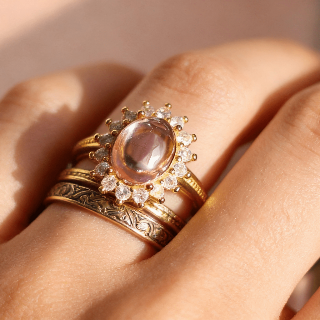 Pink Daisy Rhinestone Ring| Vintage Jewelry Online Fine Jewelry