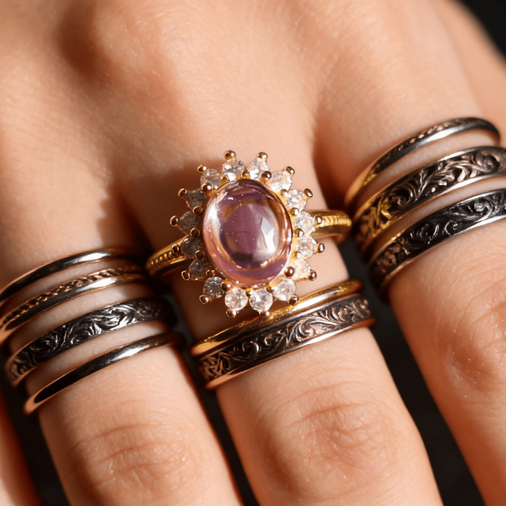 Pink Daisy Rhinestone Ring| Vintage Jewelry Online Fine Jewelry