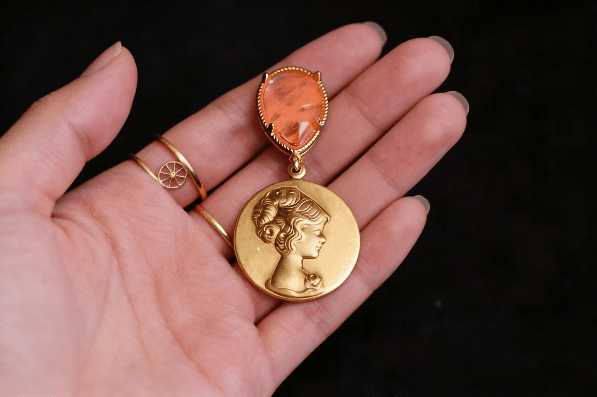 Vintage Praying Hands Locket Pin | Crystal Cross Religious Jewelry - Doraflora