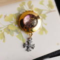 Vintage Purple Resin Locket Brooch | Crystal Cross Gothic Jewelry - Doraflora